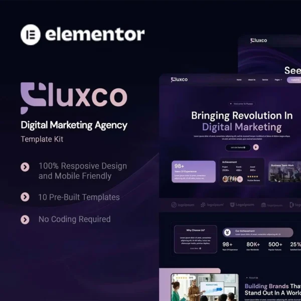 Fluxco – Digital Marketing Agency Elementor Template Kit