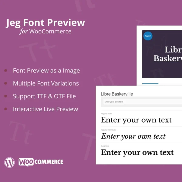 Jeg Font Preview – WooCommerce Extension Plugin